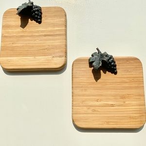 Wooden Cheese Boards decorated with metal grapes